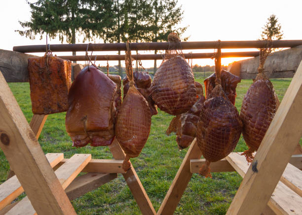 istock homemade smoked various meat drying after smoking process 1162043346