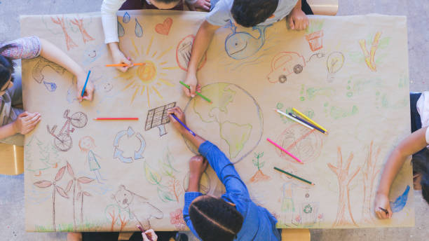 istock Group of children color environmentally conscious mural 1162045336