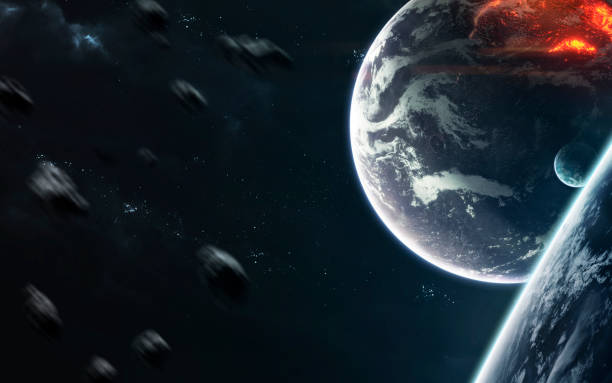 istock Planets in deep space, cosmic landscape. Awesome science fiction render. Elements of this image furnished by NASA 1162045408
