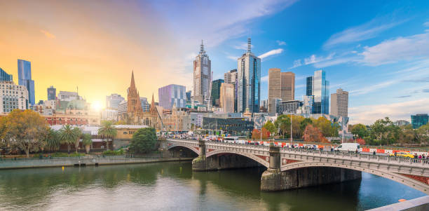 istock Melbourne city skyline at twilight in Australia 1162045963