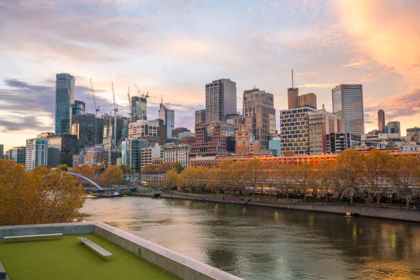 istock Melbourne city skyline at twilight in Australia 1162045966