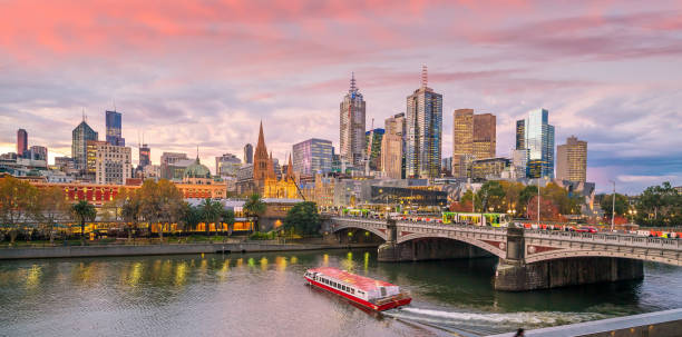 istock Melbourne city skyline at twilight in Australia 1162045967