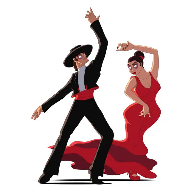 Vector illustration of Flamenco spanish dancers