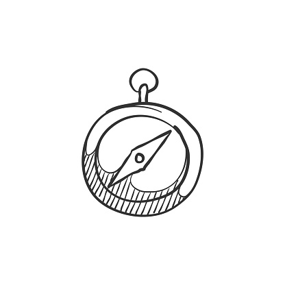 Compass icon in sketch style. Vector illustration.