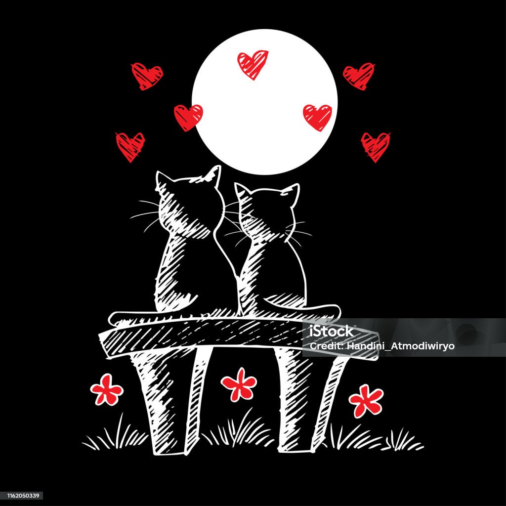 Ilustración de Dos Gatos Enamorados Ilustración De Dibujo A Mano y más  Vectores Libres de Derechos de Acurrucado - iStock
