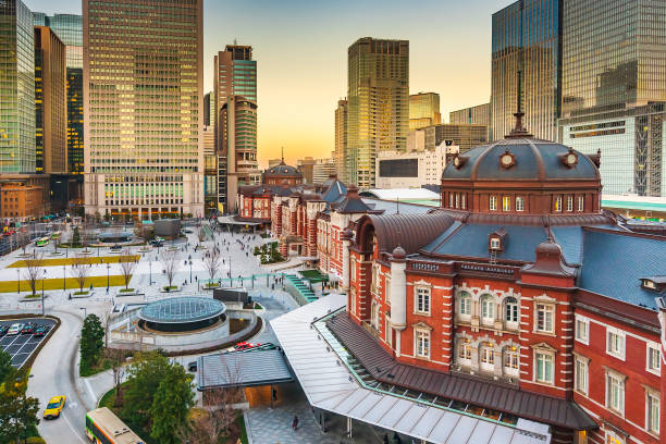 tokyo bahnhofsgebäude, bahnhof im bezirk marunouchi, japan. - chuo ward stock-fotos und bilder