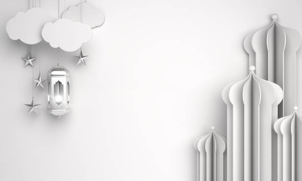 istock Arabic window or mosque paper cut, lantern, cloud, star on white background. Design creative concept of islamic celebration day ramadan kareem or eid al fitr adha. 1162066639