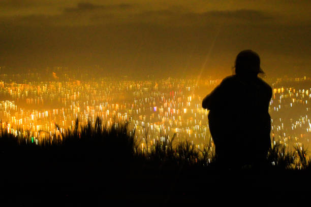 the city night view  from mountain