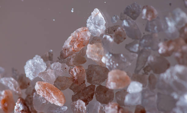 Himalayan Salt Raw Crystals macro focus stock photo