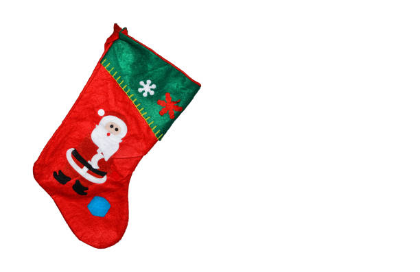 istock Cute Christmas stocking isolated on white 1162072792
