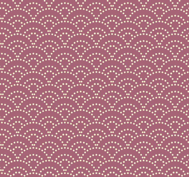 Japanese lavender dot sea wave seamless pattern Japanese lavender dot sea wave seamless pattern seigaiha stock illustrations
