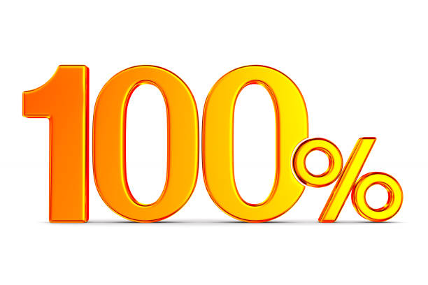 One hundred percent on white background. Isolated 3D illustration