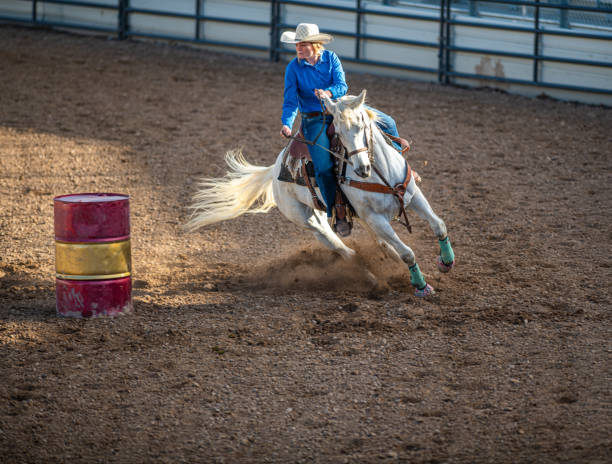 istock Young cowgirl barrel racing rodeo 1162081533