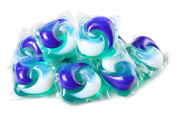 istock Washing detergent capsule pod isolated on white background 1162081536