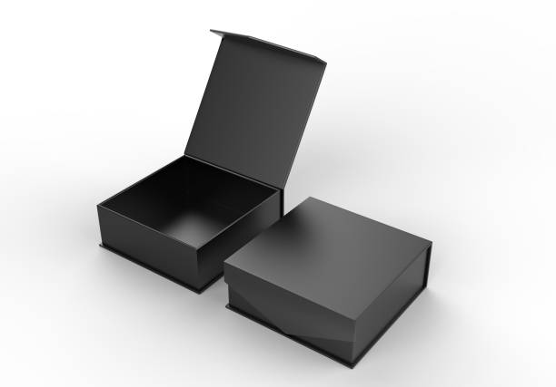белая пустая прямоугольная твердофюфая картонная коробка для презентации брендинга и макет шаблона, 3d иллюстрация. - magnetic storage стоковые фото и изображения
