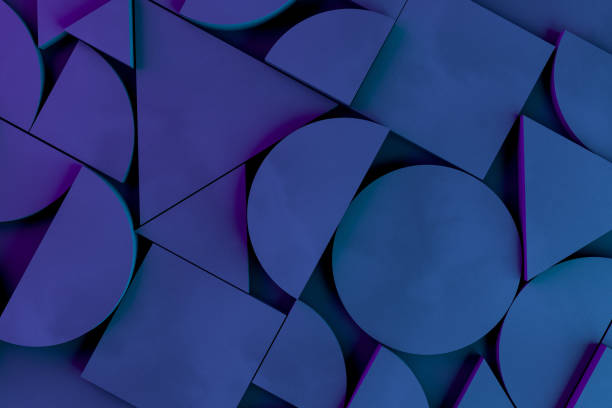 istock Abstract 3D Geometric Shapes Black Background, Neon Lights 1162084020