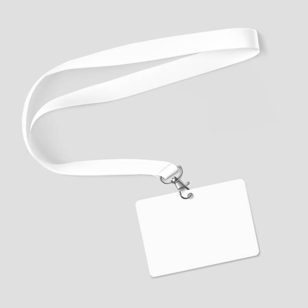 Lanyard with id card. Vector illustration isolated on white background. Ready template to use for for presentations, conferences, design. EPS10. name tag stock illustrations