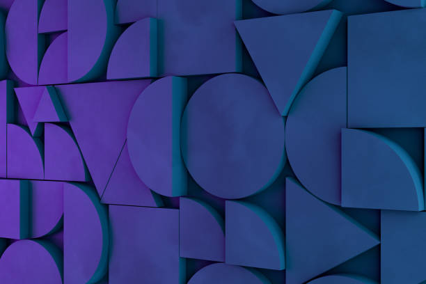 istock Abstract 3D Geometric Shapes Black Background, Neon Lights 1162084758