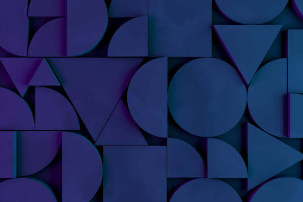 istock Abstract 3D Geometric Shapes Black Background, Neon Lights 1162085156