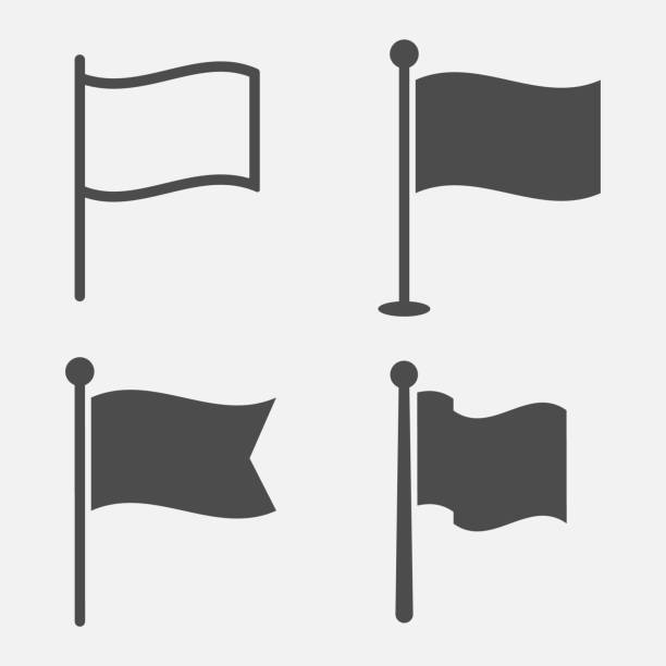 ilustraciones, imágenes clip art, dibujos animados e iconos de stock de conjunto de icono de marca aislado sobre fondo blanco. ilustración vectorial. - bandera