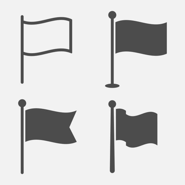 Flag icon set isolated on white background. Vector illustration. Flag icon set isolated on white background. Vector illustration. Eps 10. flagpole stock illustrations