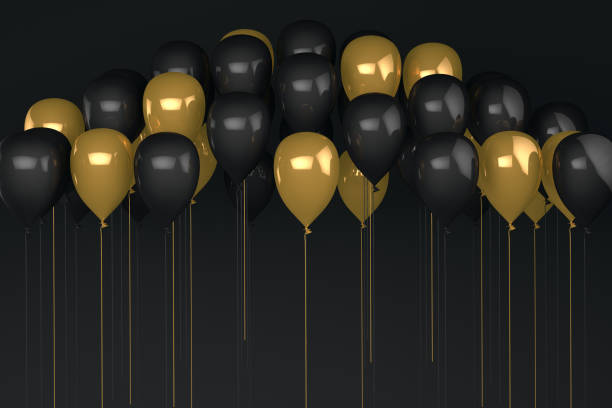 istock Balloons on black background, black friday concept 1162088990