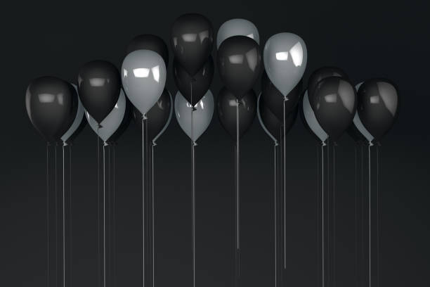 istock Balloons on black background, black friday concept 1162089052