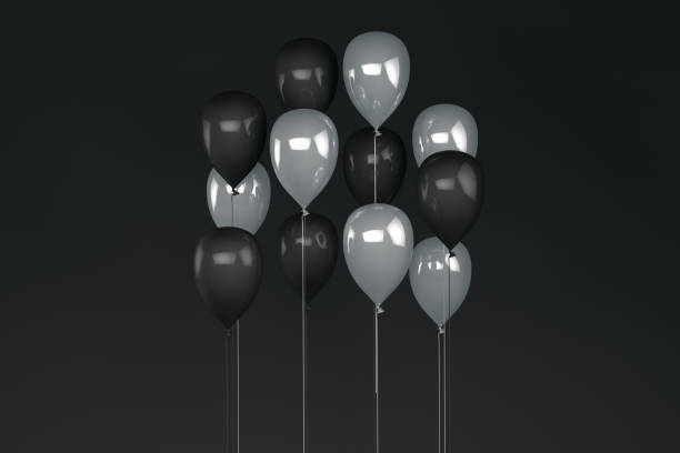 istock Balloons on black background, black friday concept 1162089164