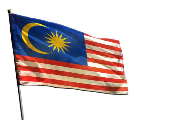 istock Fluttering Malaysia flag on clear white background isolated. 1162090551