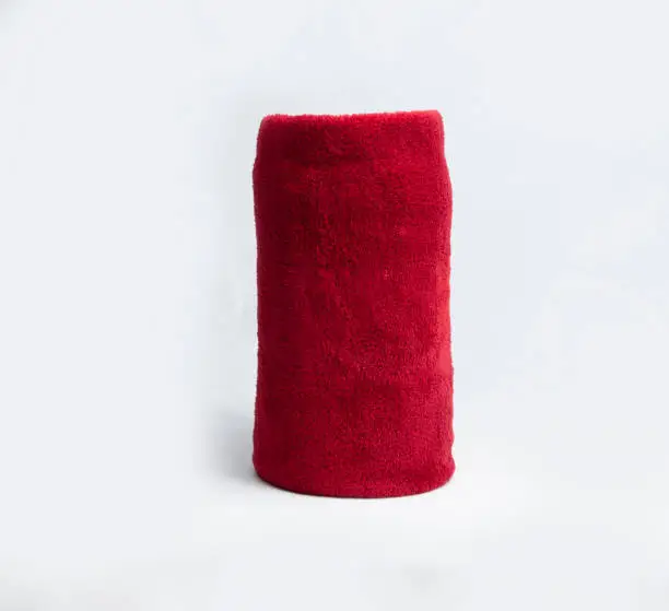 Photo of red fleece white background