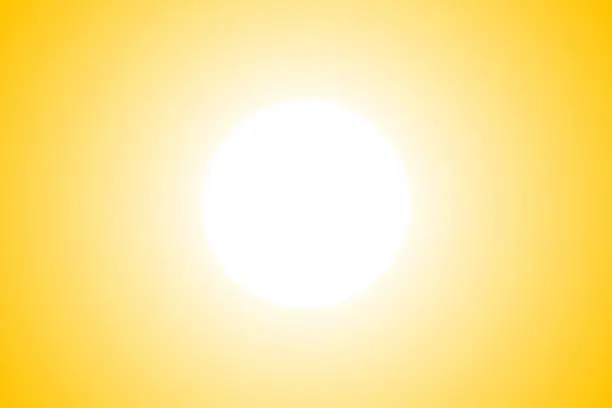 Vector illustration of Bright sun on yellow sky