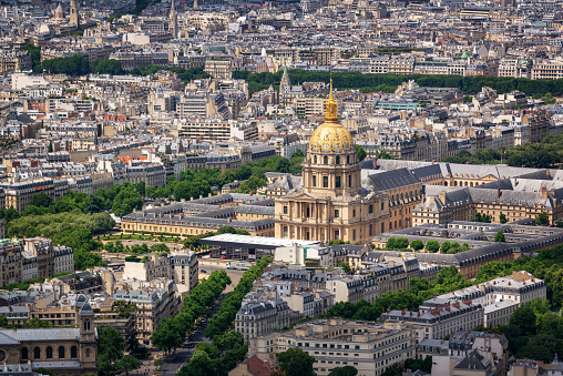 Aerial view of Dome des Invalides in Paris France