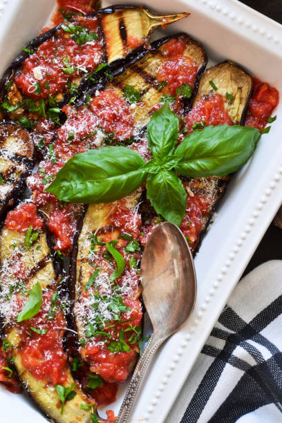 istock Baked eggplants with toasted sauce, basil and parmesan. Moussaka. 1162109264
