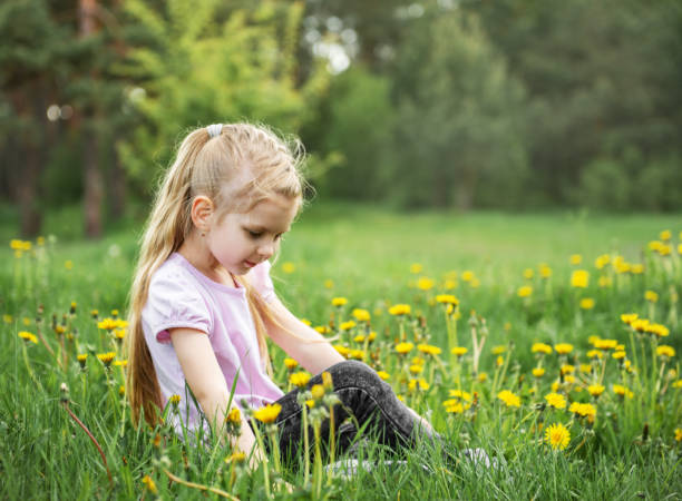 istock Little girl with dandelions 1162111473