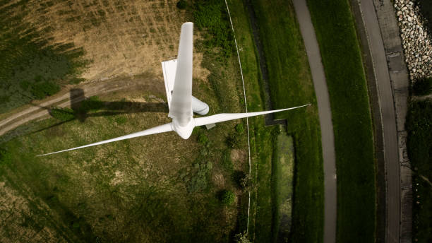 wind turbine from above - power supply power supply box power equipment imagens e fotografias de stock