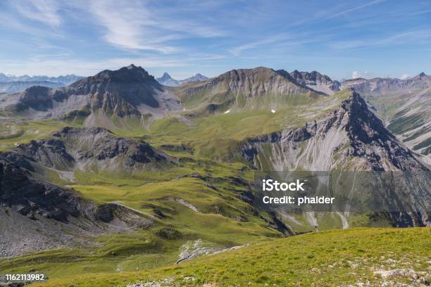 Alpine Mountain Landscape Near Arosa With Valbellahorn In Summer Stock Photo - Download Image Now