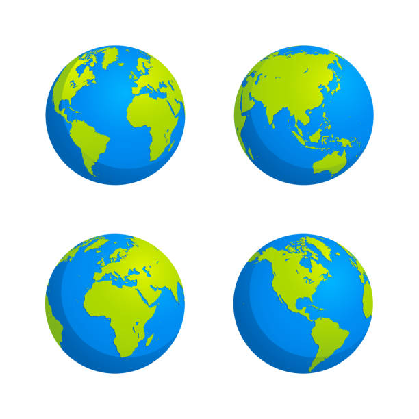 illustrations, cliparts, dessins animés et icônes de illustration plate de stock de conception de globe de modèle - globe terrestre illustrations