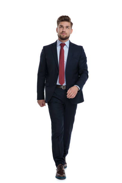 istock Curious businessman stepping forward and looking up 1162116072
