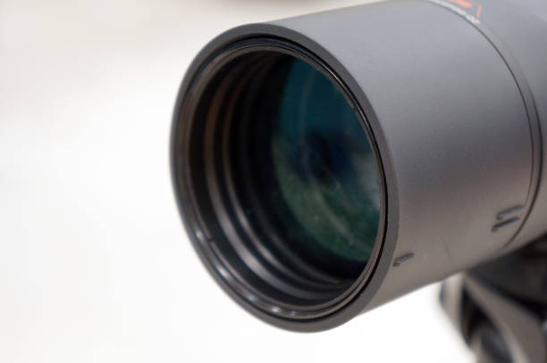 istock Closeup a black binoculars or a telescope lens 1162116513