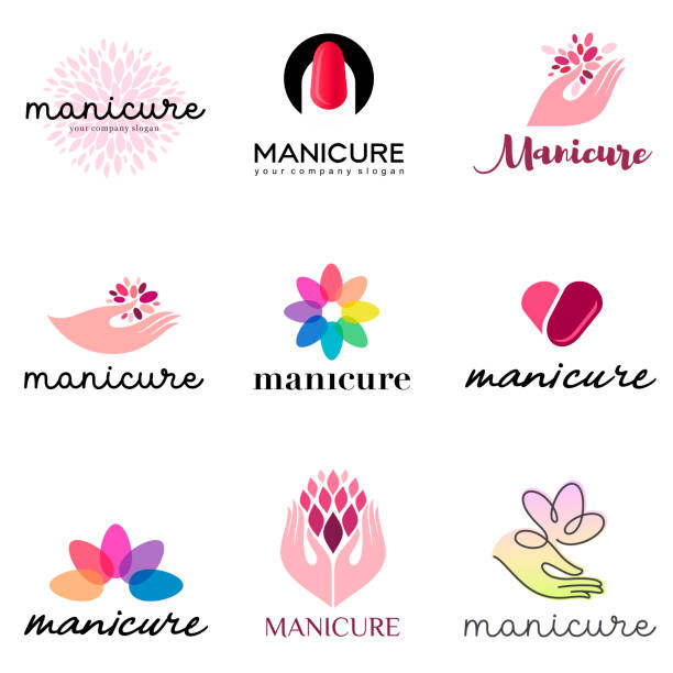 набор шаблонов векторных иконок для маникюра и маникюрного салона - manicure stock illustrations