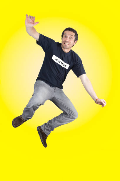 istock Man jumping with expression of euphoria 1162119505