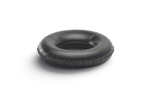 istock Blank black swim circle mockup isolated, side view, 3d rendering. 1162123233