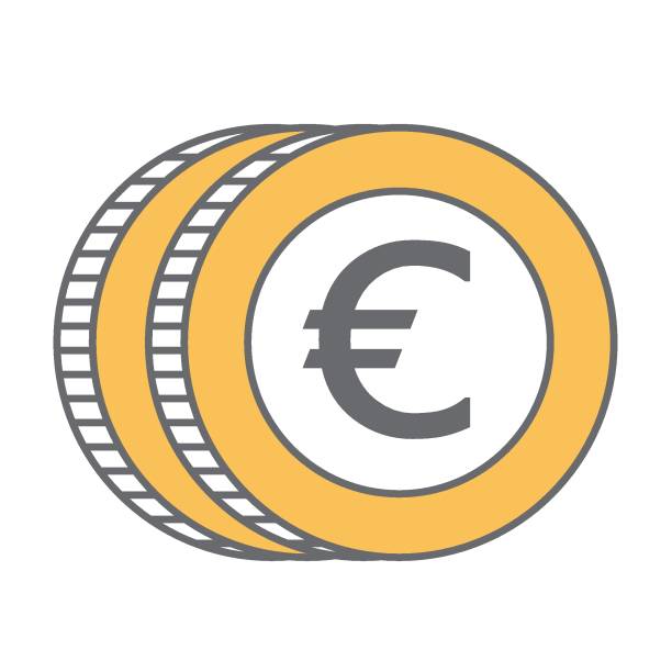 Euro coin. Flat design icon European Union Coin, Coin, Currency, Bank, Coin Bank background of a euro coins stock illustrations