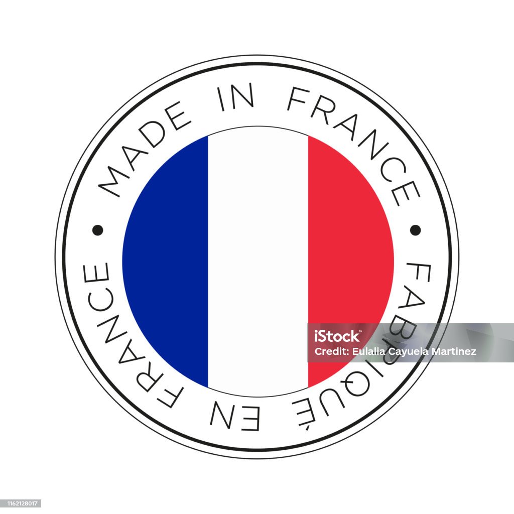 Made in France icon. Round icon with flag of France. France stock vector