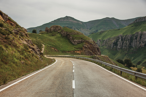 A road in the mountains in Cantabria, Spain.