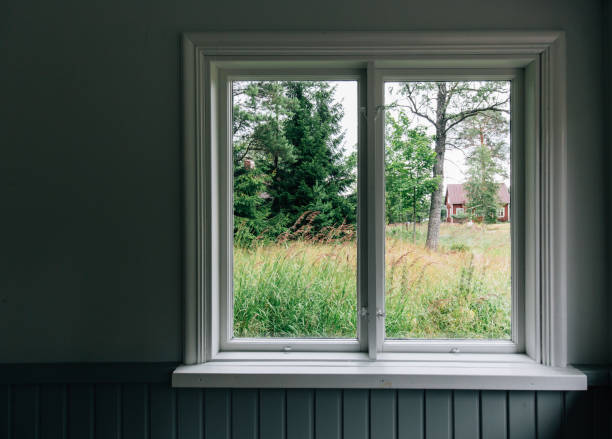 window view garden background. finland classic landscape