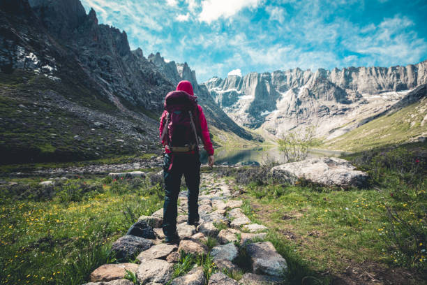 istock Woman hiker hiking at high altitude mountains 1162130907