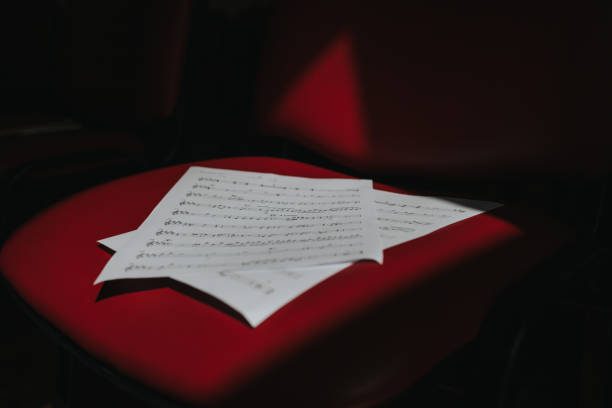 istock High Angle View Of Music Note On Red Seat In Darkroom 1162135820