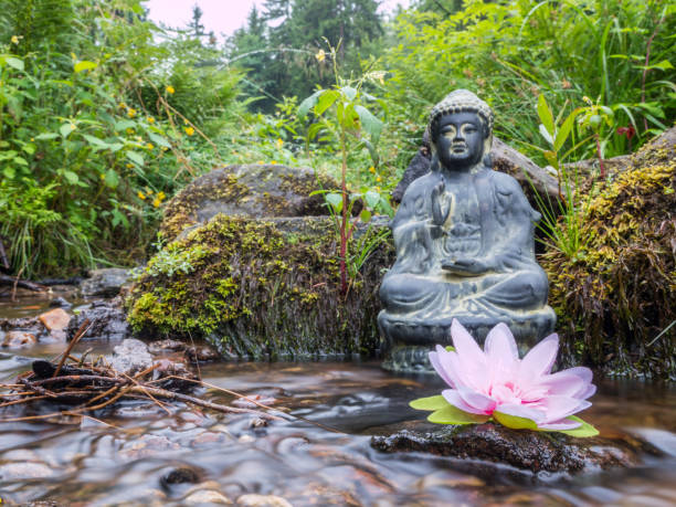 istock Time out Rest Buddha statue in a river 1162136307