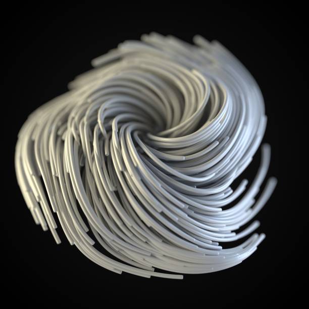 white strings growing and twisting on air. suitable for motion design and abstract themes. 3d illustration